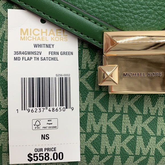 MICHAEL KORS
Whitney Medium Flap Top Handle Satchel Fern Green signature color - Picture 8 of 14